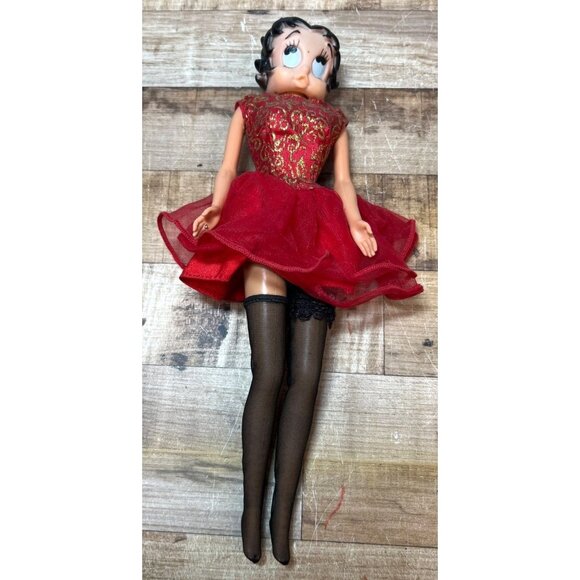 Betty Boop Other - Vintage Betty Boop Collectible Doll Red Tulle Dress Gold Brocade Metallic Accent